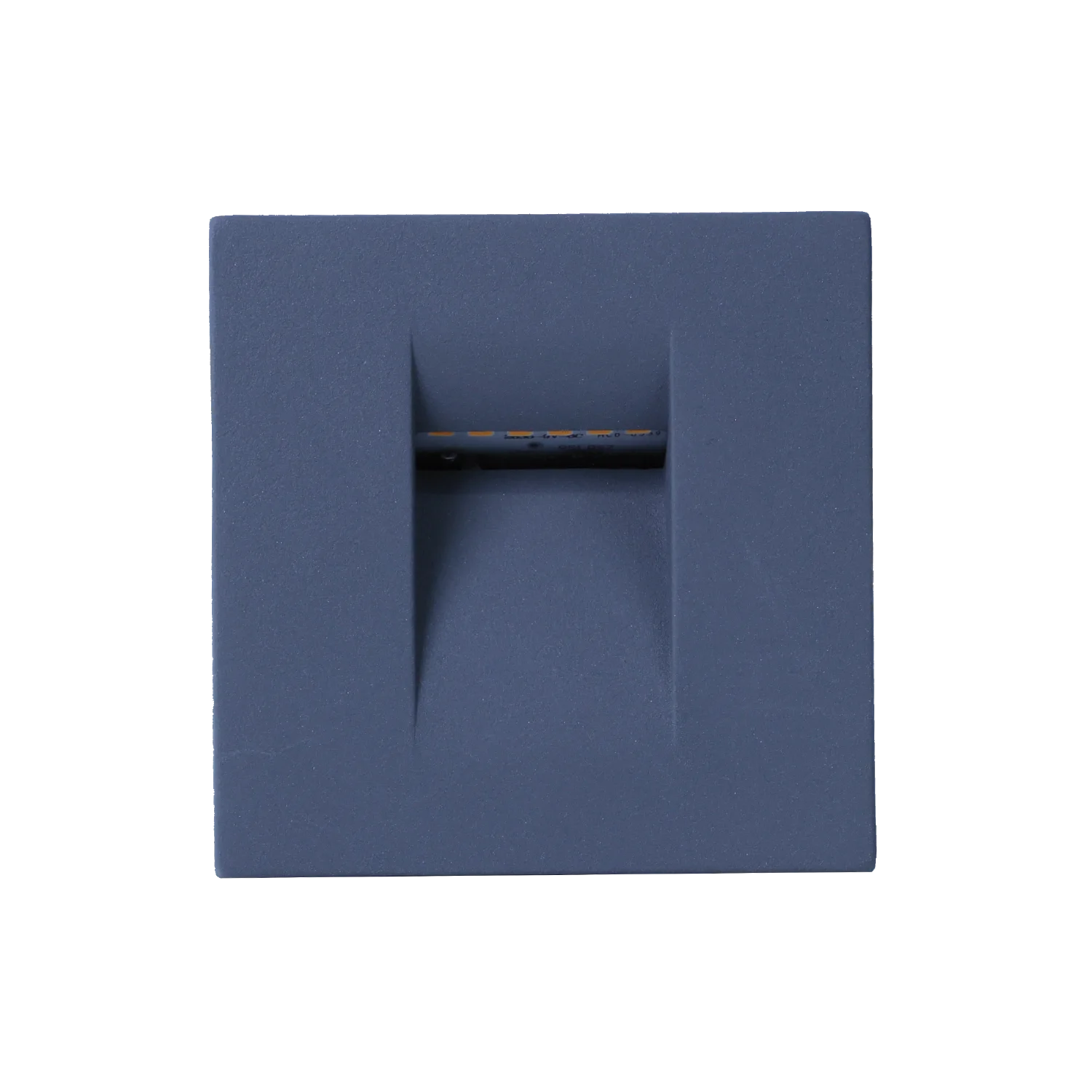 Three wall-mounted LED stair lights in white, black, and gray colors, with a minimalist square design and a central LED module.