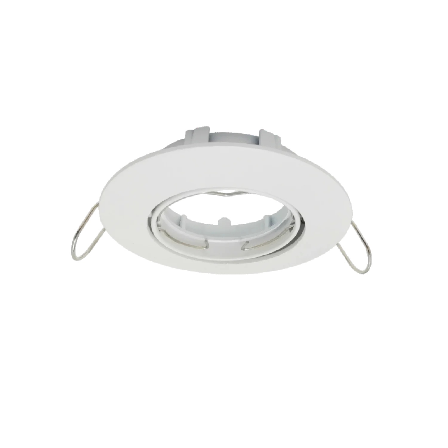 White recessed ceiling light on a white background