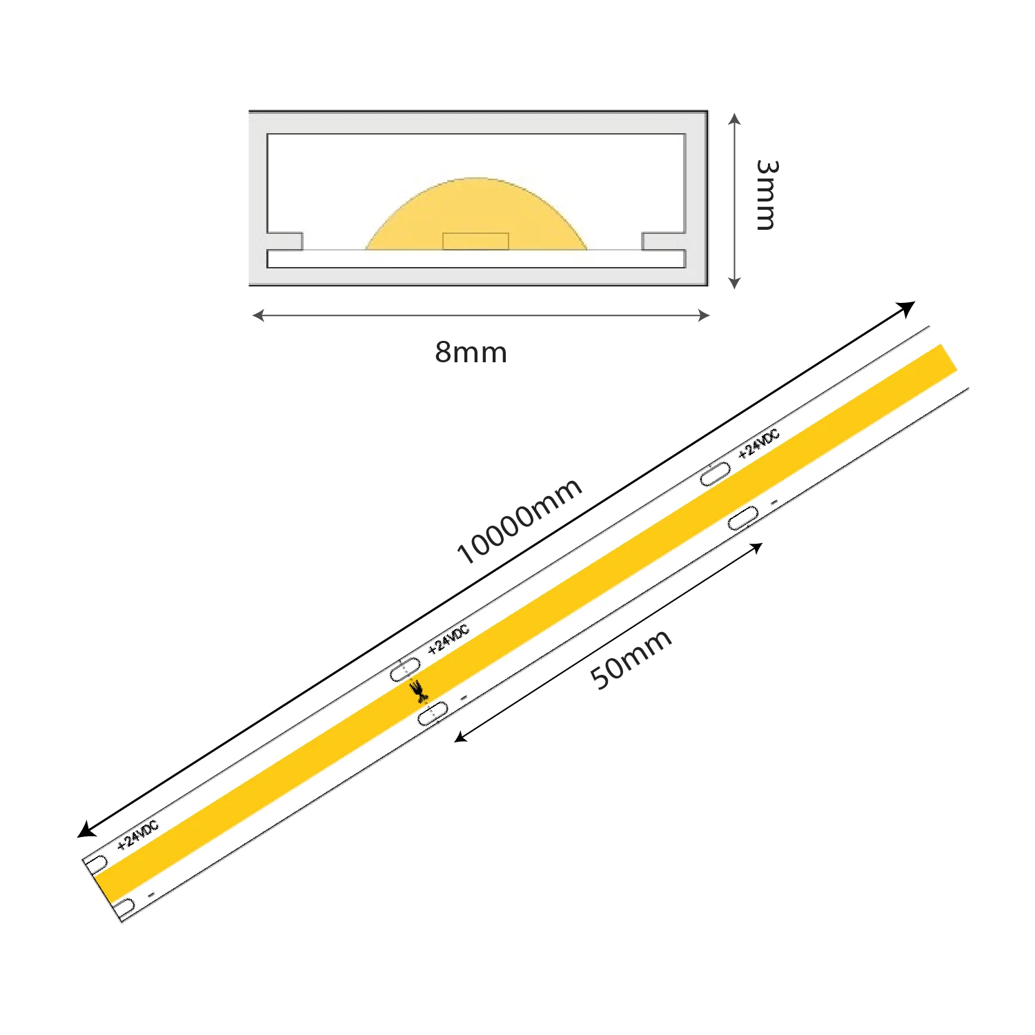 شريط ليد الترالايت 10 واط 5 متر 24 فولت (FPC-COB-512L)