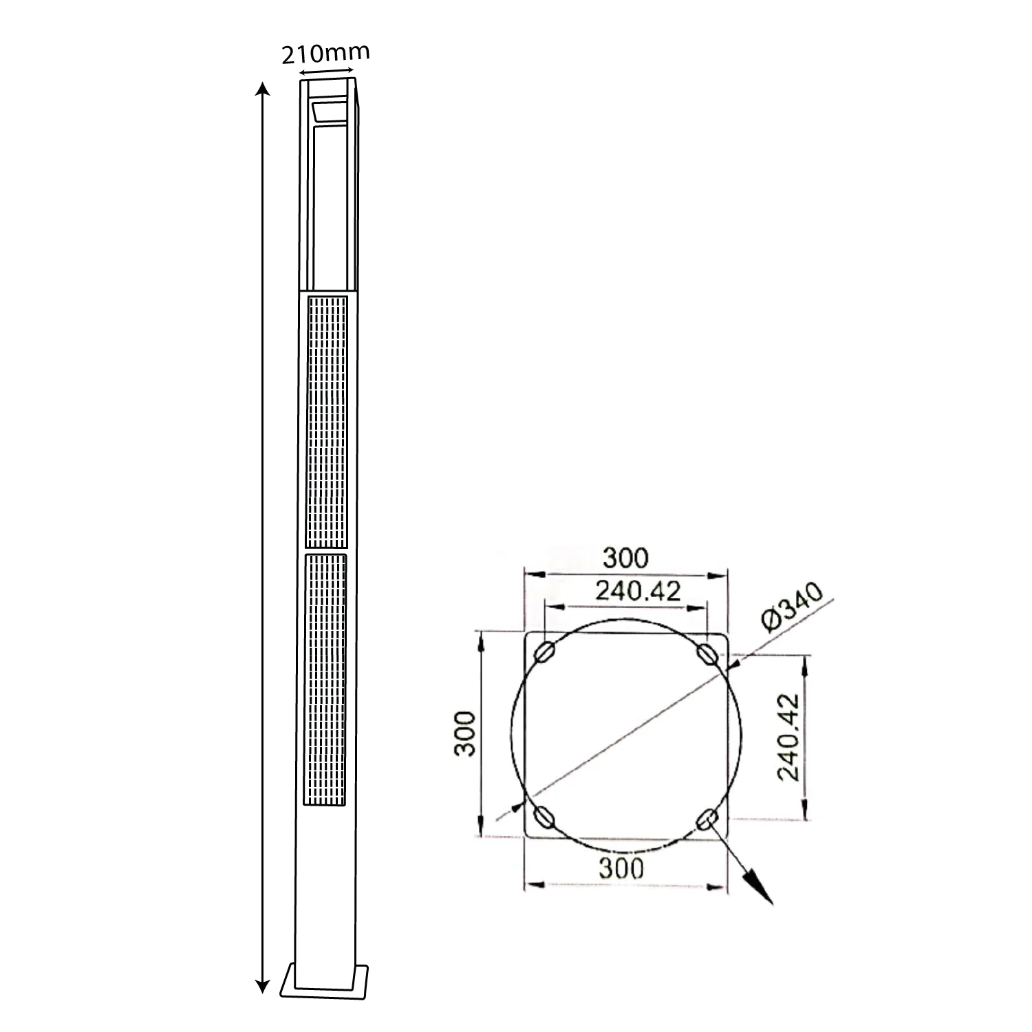 عامود إنارة شوارع شمسي 4 متر 32 واط IP65 (WLZG)
