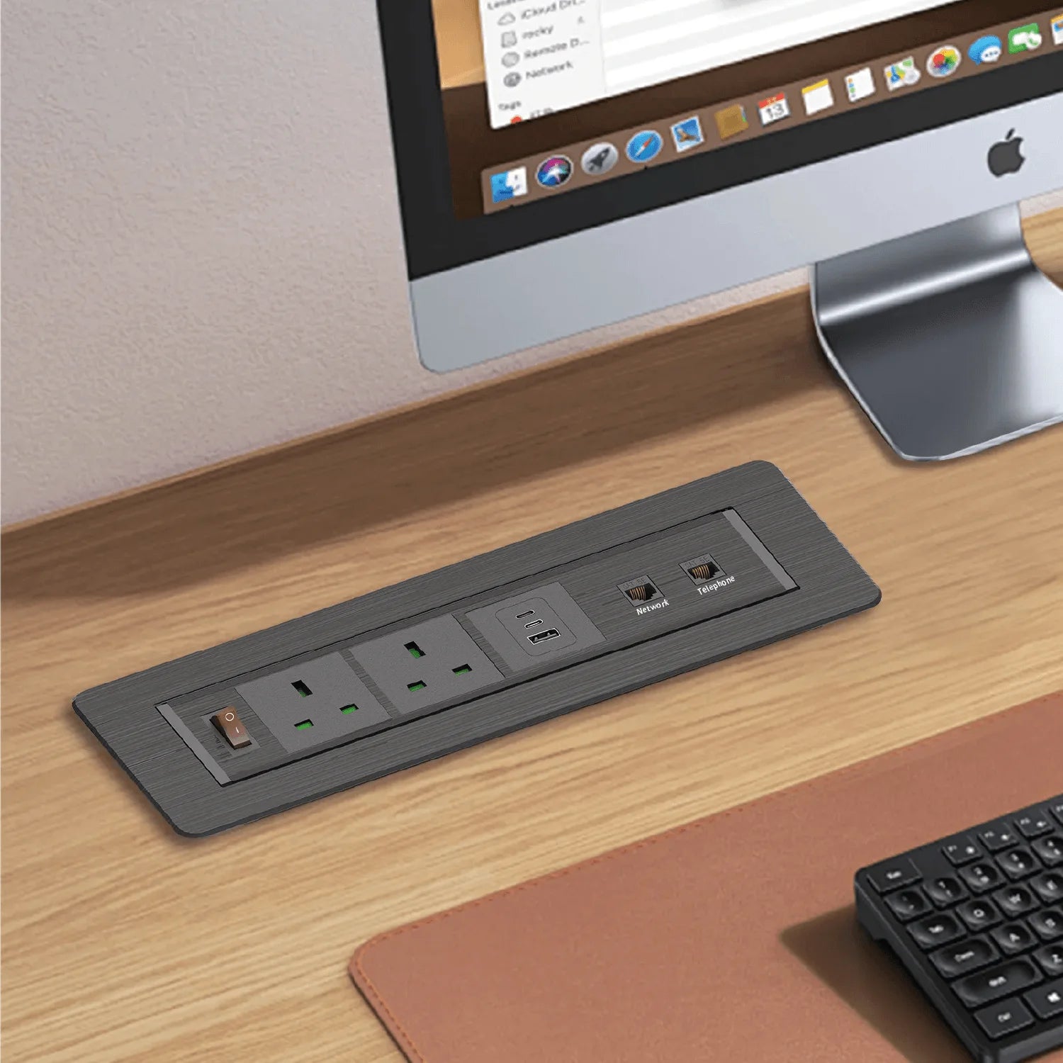 Ultralight Hidden Electric Desktop Socket | Manual Flip-Up Table Box (STS-256)