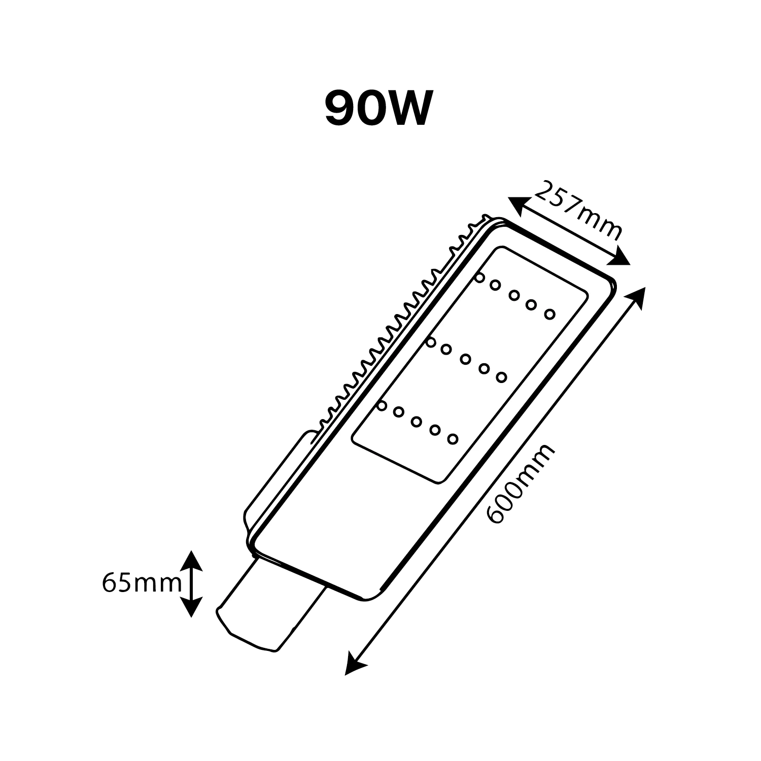 Ultra Light LED Street Light, 60W – 90W, IP65 Aluminum Housing (TUS019B)