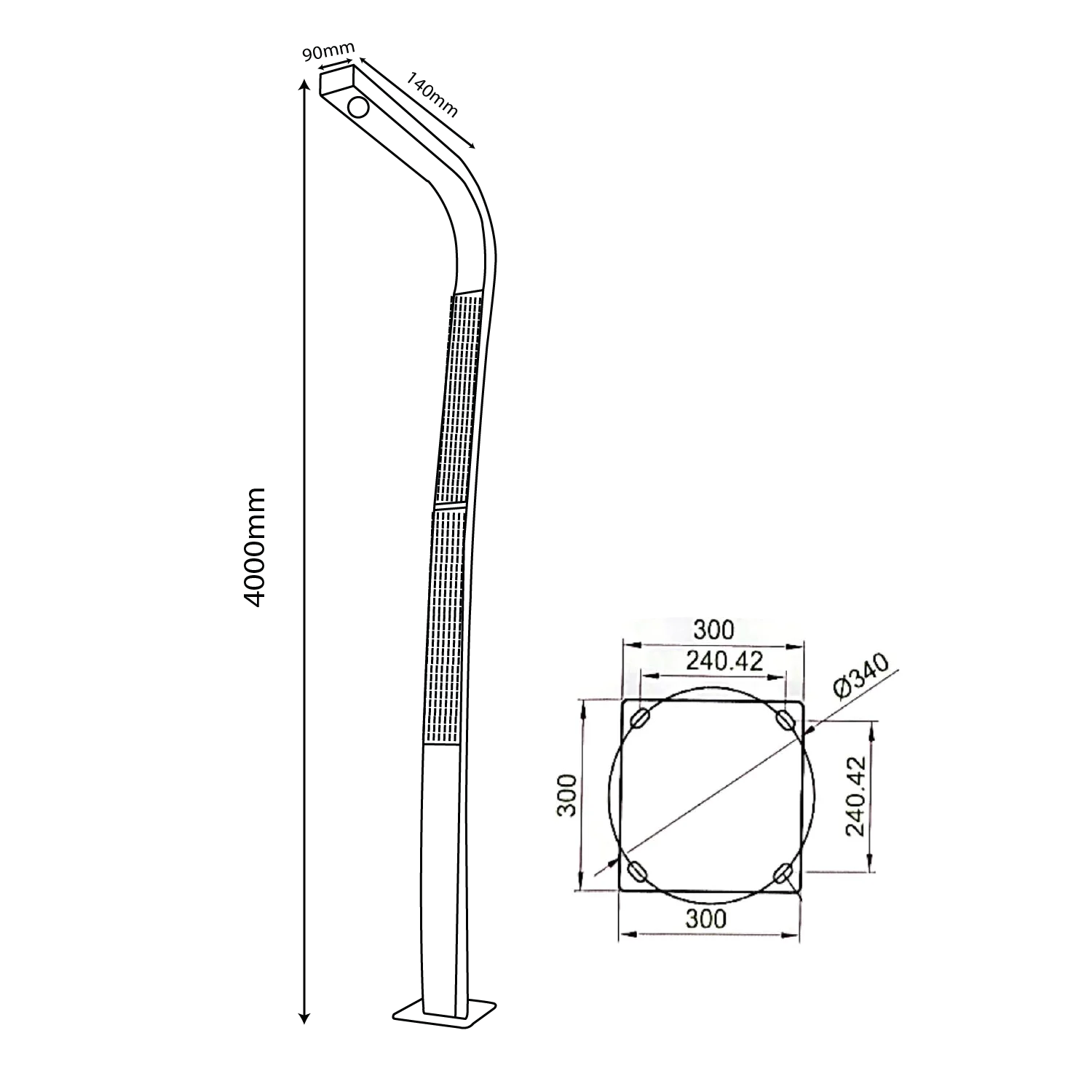 عامود إنارة شوارع بالطاقة الشمسية 4 متر 16 واط IP65 (WLWQ)