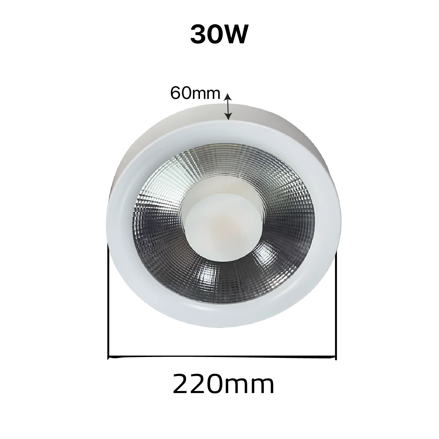 Ceiling light fixture with measurements on a white background