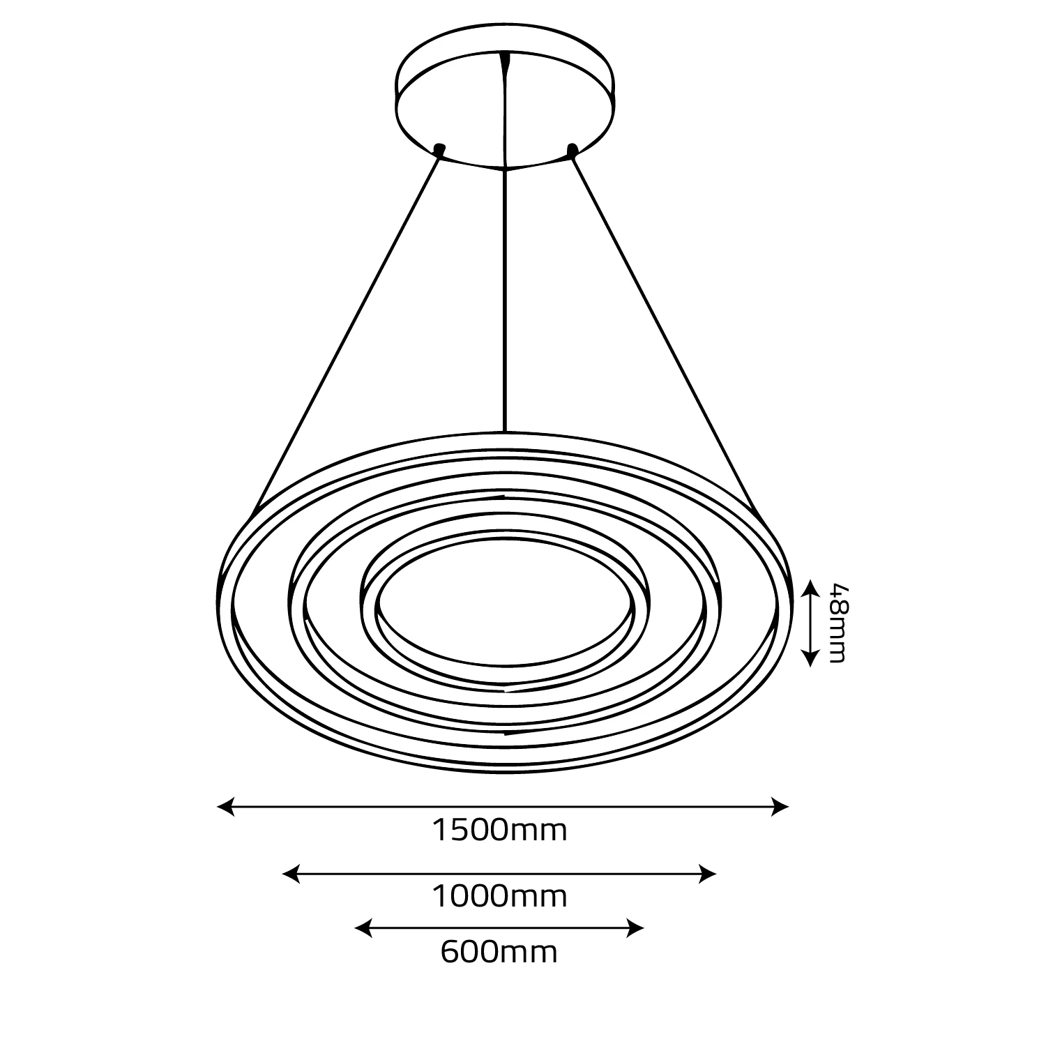 ثريا معلقة ليد 88 واط (BR4822) – تصميم ثلاثي الحلقات مع ناشر سيليكون وإطار من الألمنيوم الفاخر