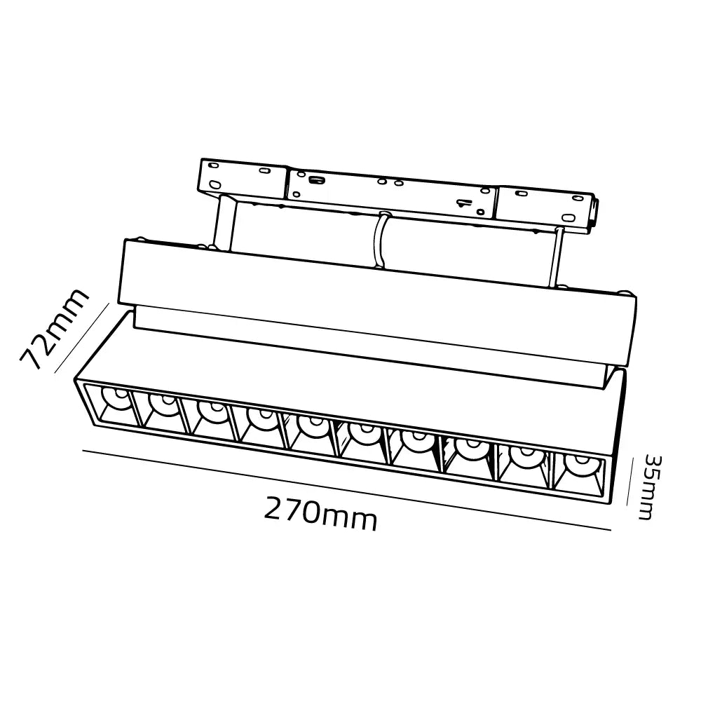 Technical drawing of a rectangular object with dimensions labeled
