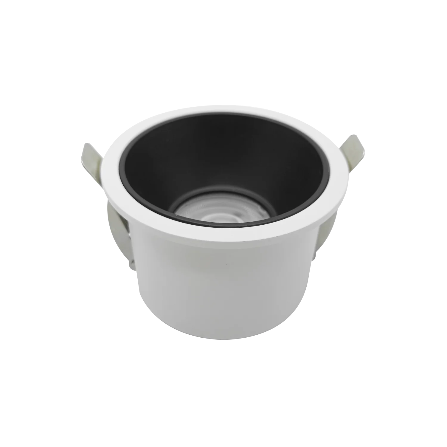 White cup holder with black interior on a white background
