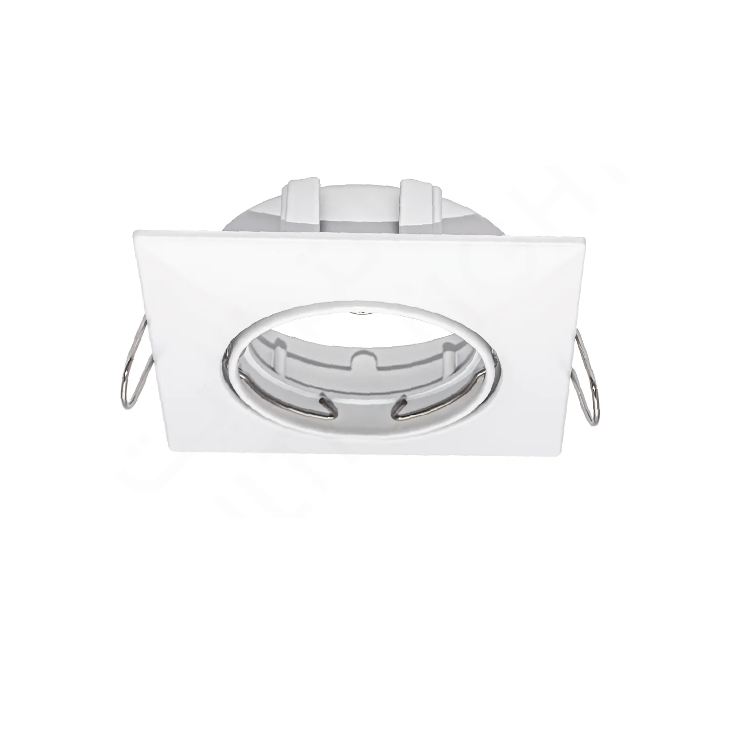 White recessed ceiling light on a white background