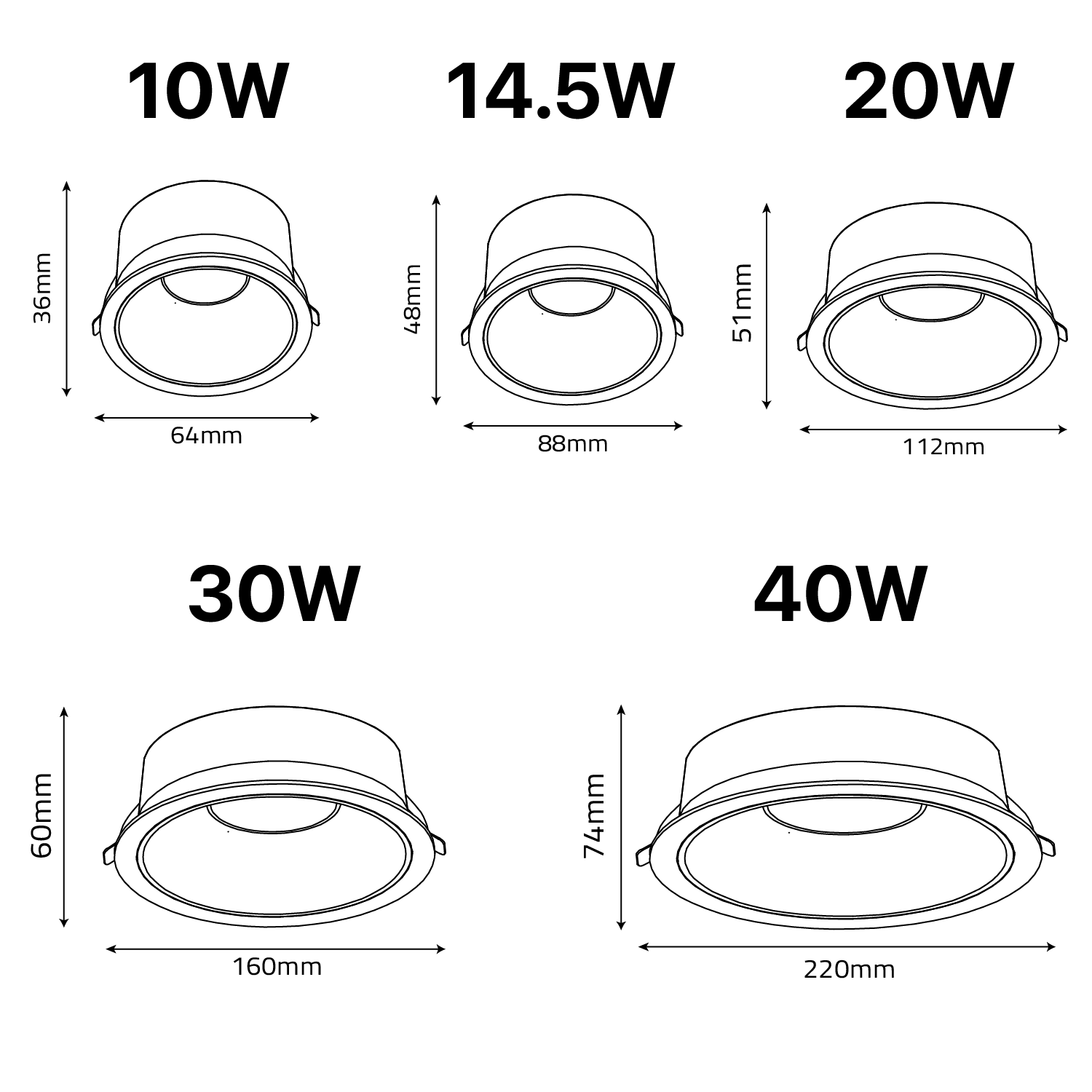 إنارة داون لايت بتقنية COB - مضاد للتوهج CRI 95 - إضاءة عالية الأداء (BR6772)
