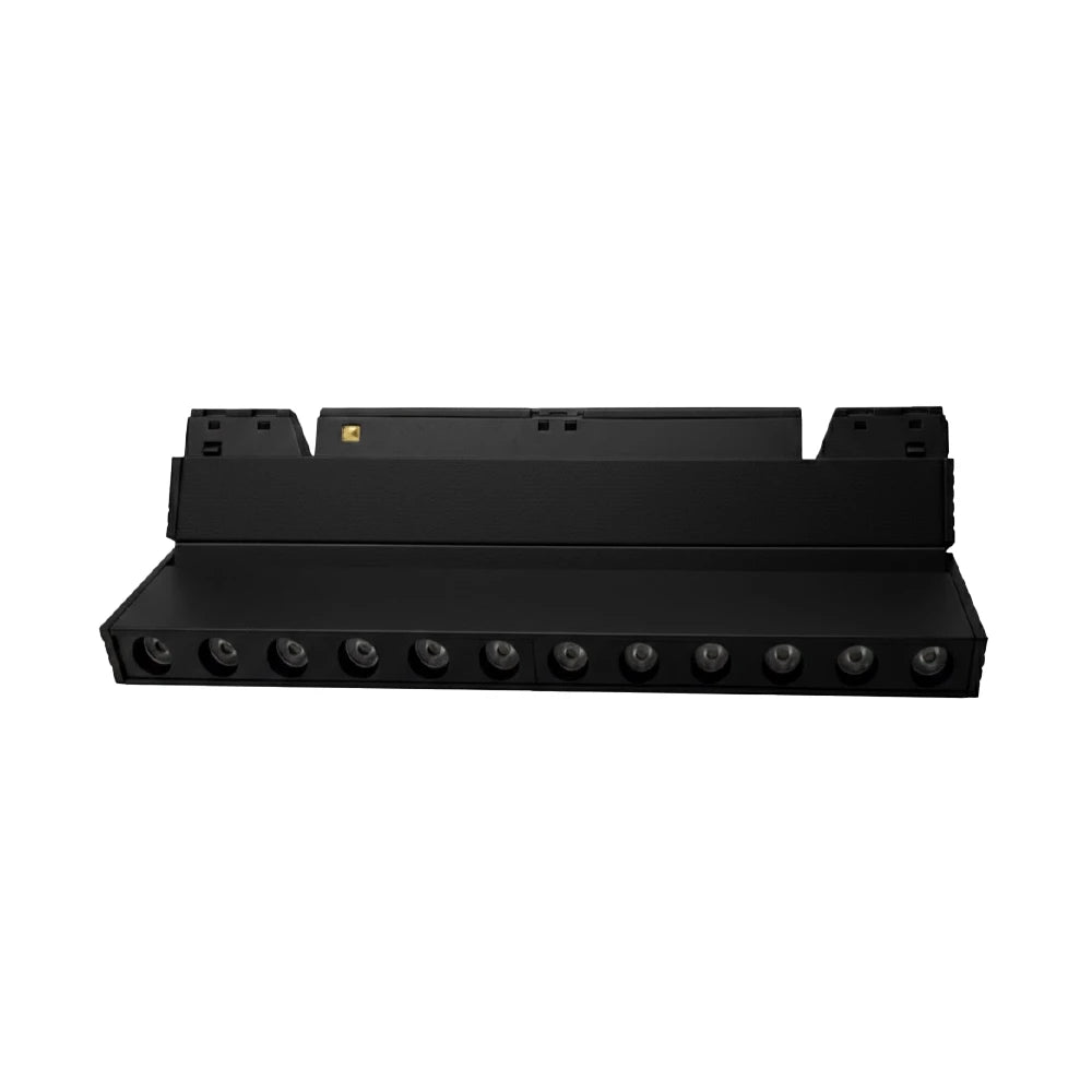 Black electronic module with connectors on a white background