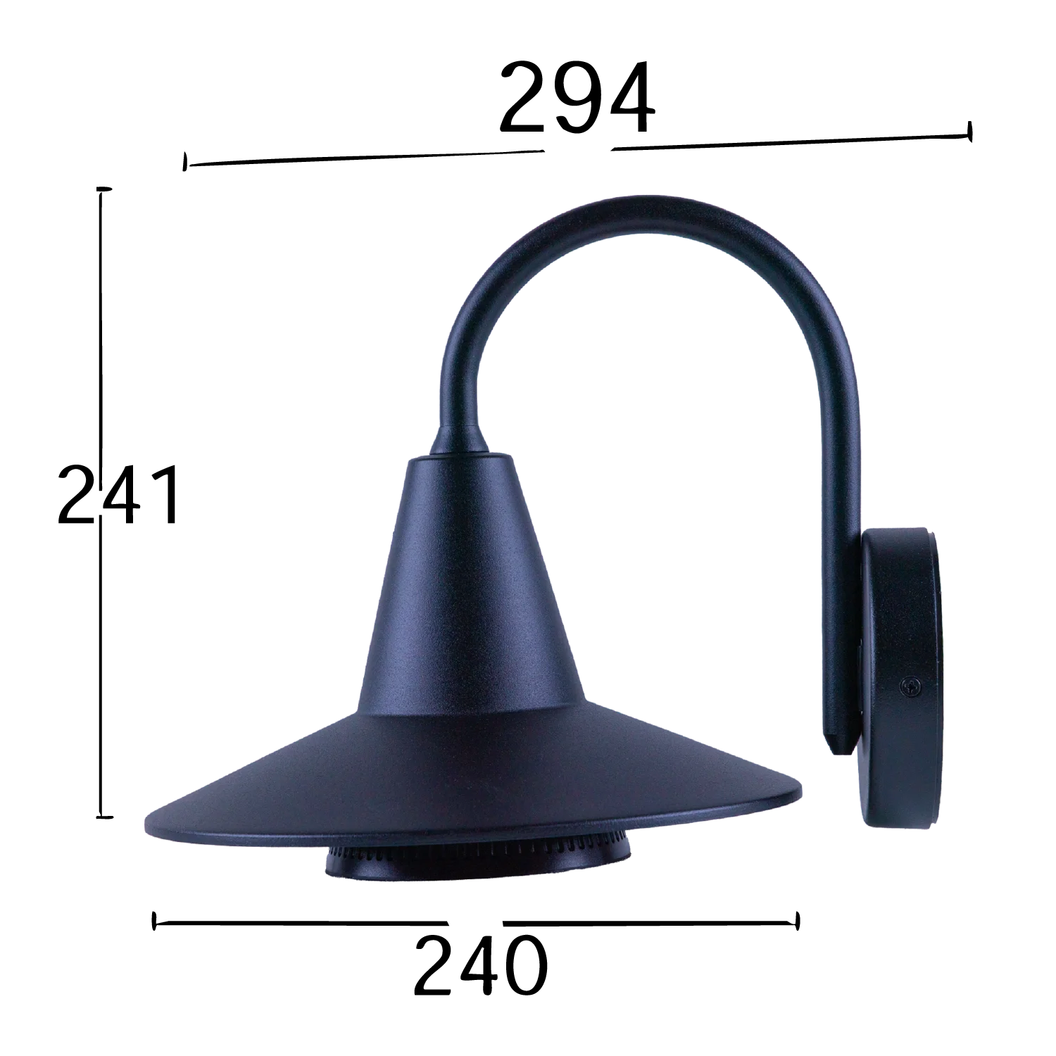 إطار إنارة جداري خارجي - إضاءة أنيقة بتصميم عقلة البجعة وقاعدة E27 مقاومة للماء IP54 لون أسود (WL-ODL-1012)