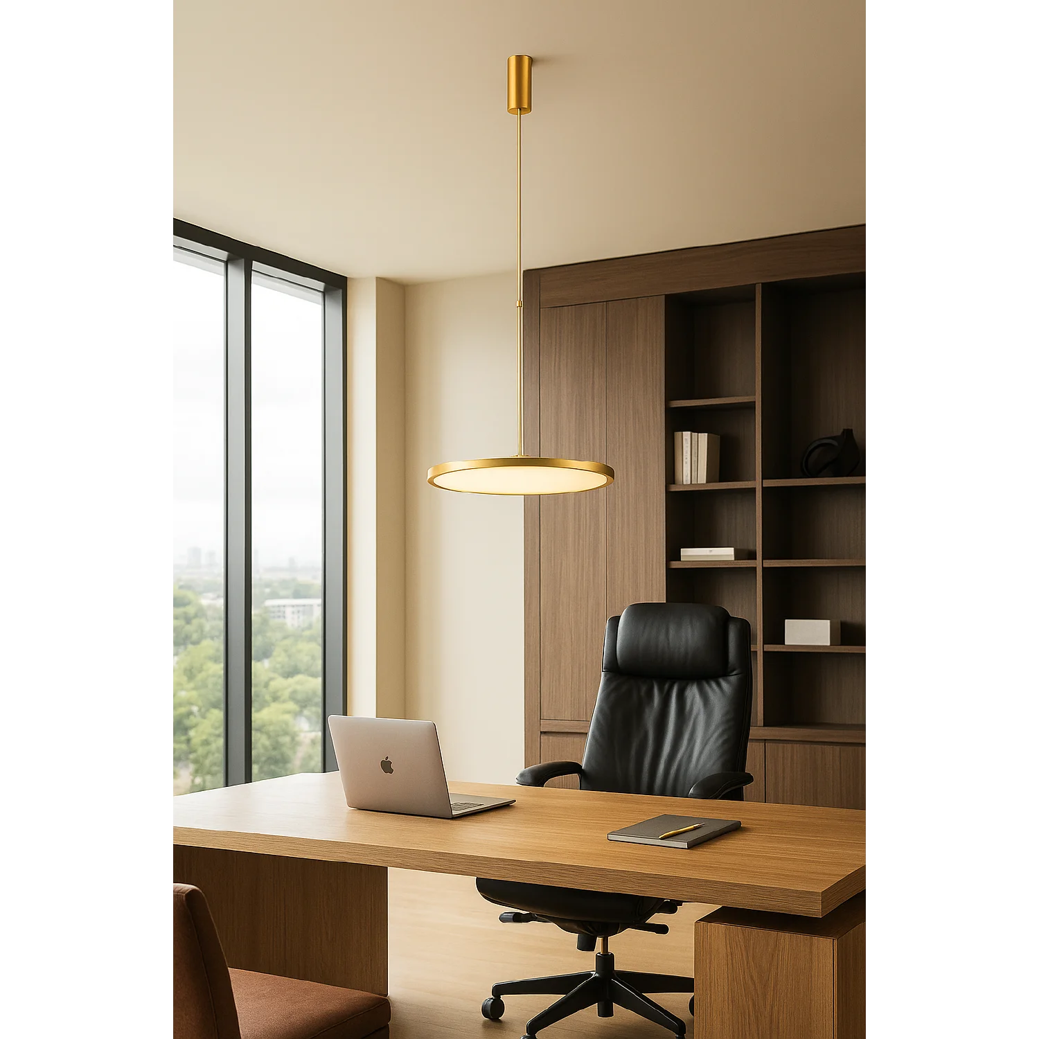 إضاءة معلقة ليد (BR6129) – تصميم حلقي عصري بلمسة فاخرة - شريحة Osram - ومع درجة وضوح ألوان عالي CRI>90 – متوفرة باللونين الأسود والذهبي