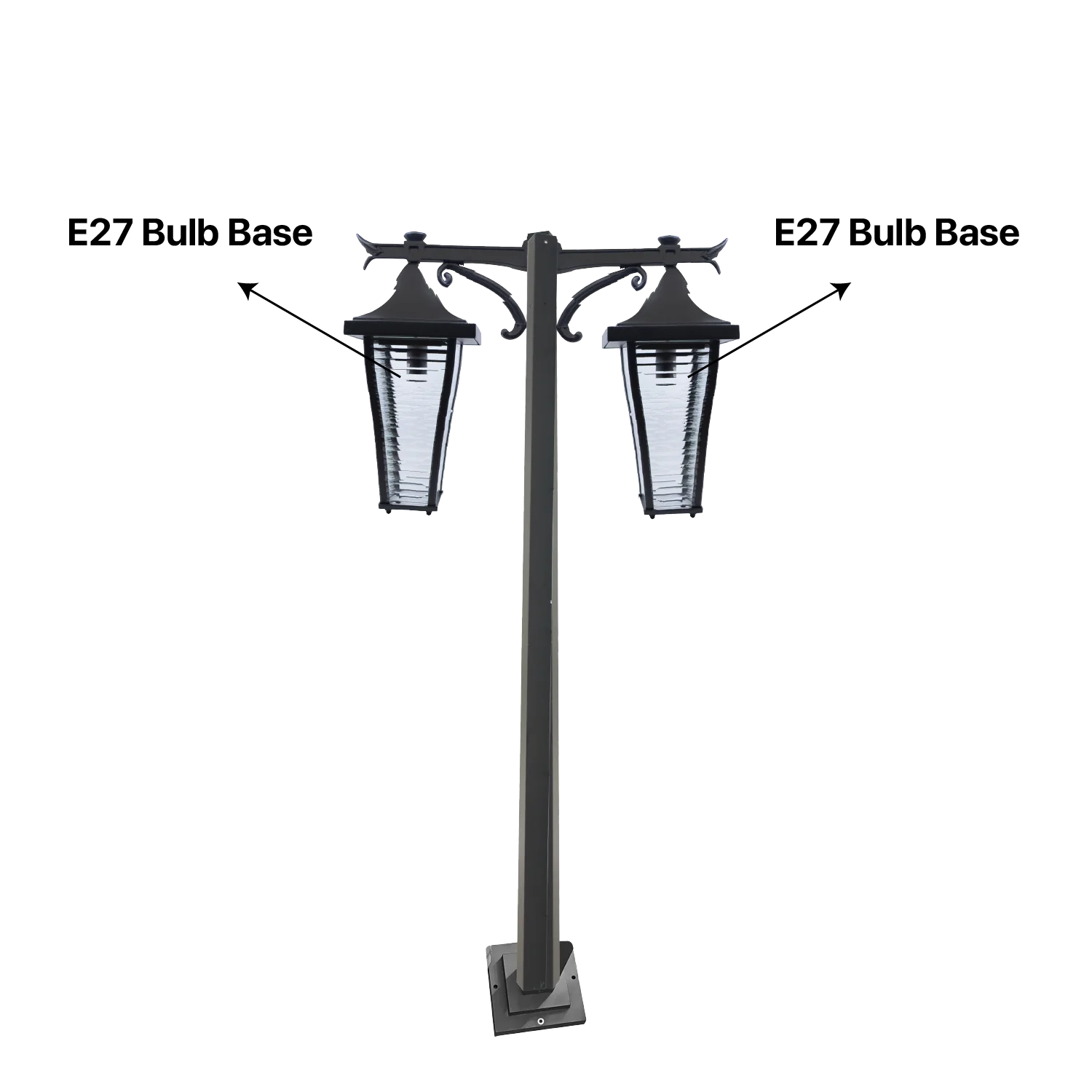 كشاف عمود إنارة خارجي بتصميم فانوس كلاسيكي مزدوج (0304-PL059-2) - قاعدة مزدوجة E27 – مقاوم للعوامل الجوية IP44
