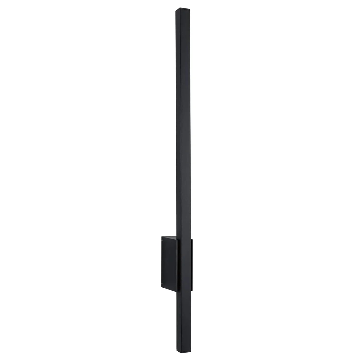 Black wall-mounted light fixture on a white background