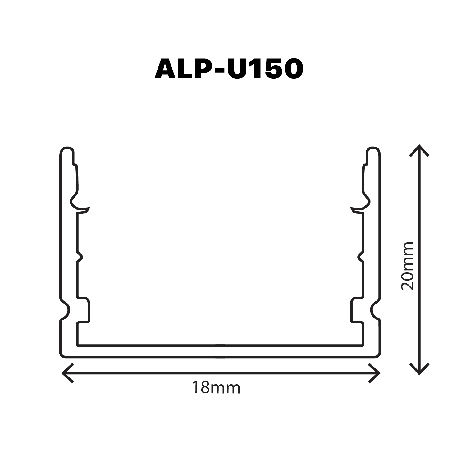 بروفايل ألومنيوم بدون غطاء (ALP-U150)