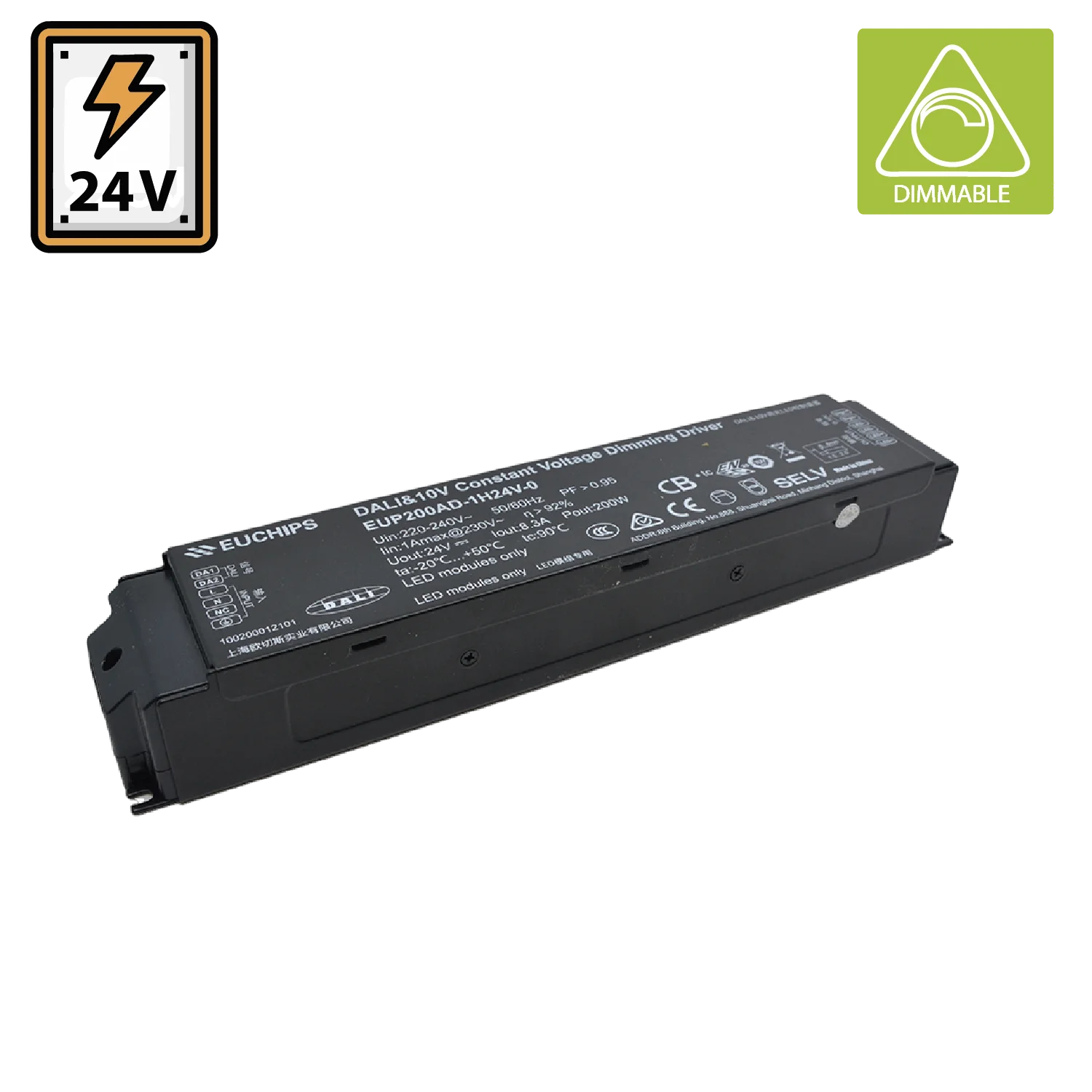Buy DALI 0/1-10V Constant Voltage Dimming Driver 24V 200W (EUP200AD-1H24V) - Best  from Ultralight