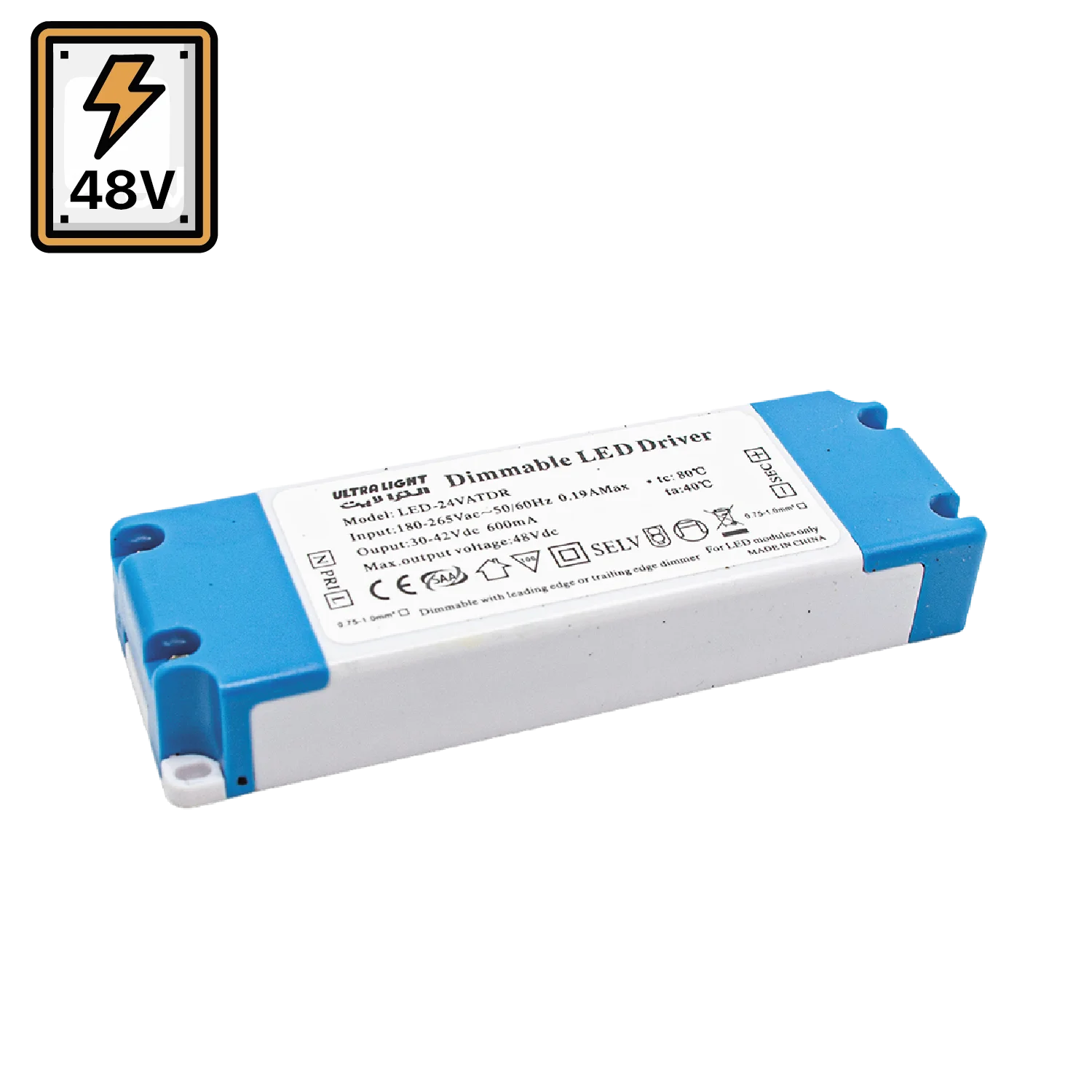 Buy Ultralight Dimmable 48V LED Power Supply 24W (LED-24VATDR) - Best  from Ultralight