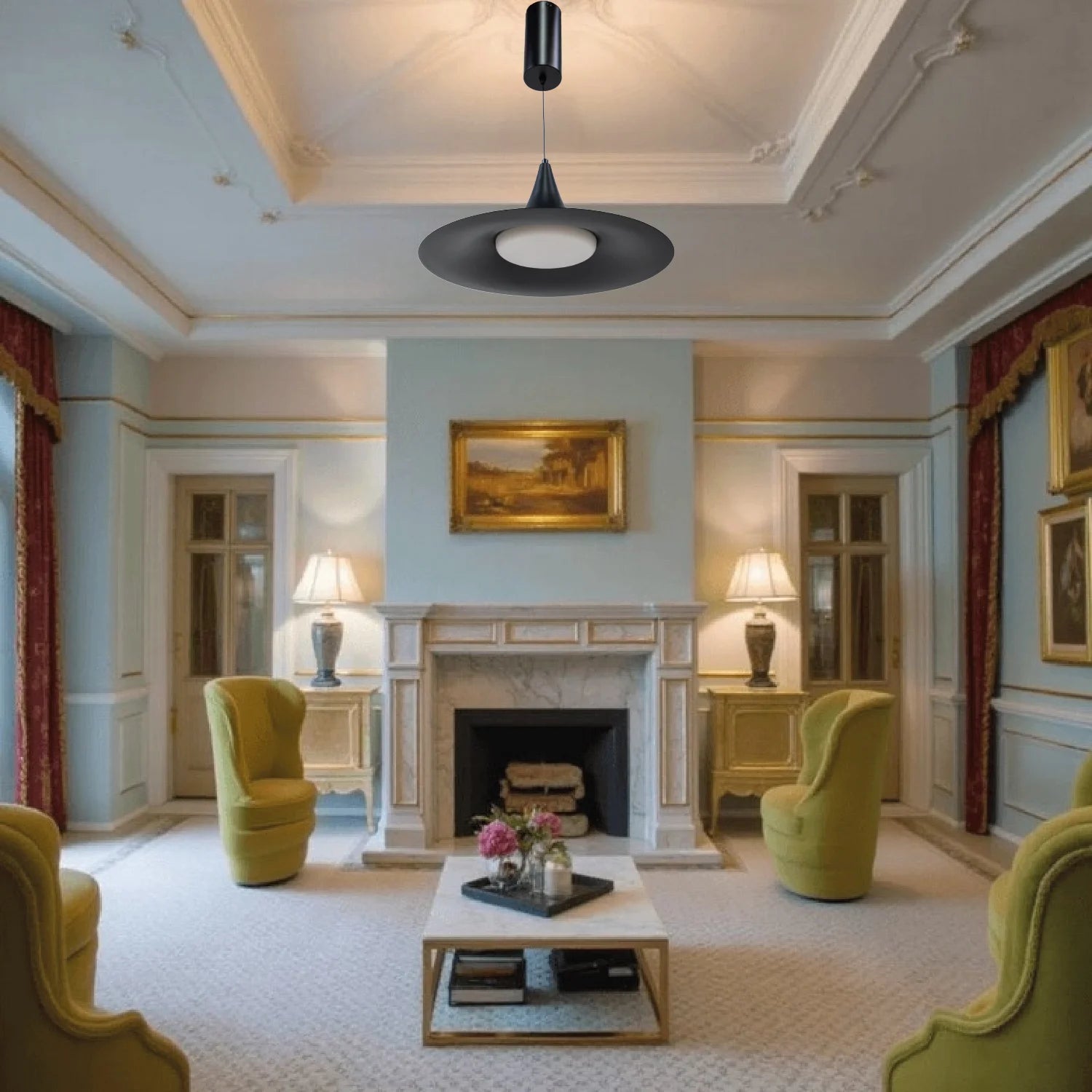 مصباح ليد معلق من الترالايت – تصميم أنيق بـ 3 ألوان إضاءة قابلة للتغيير (BR4865)