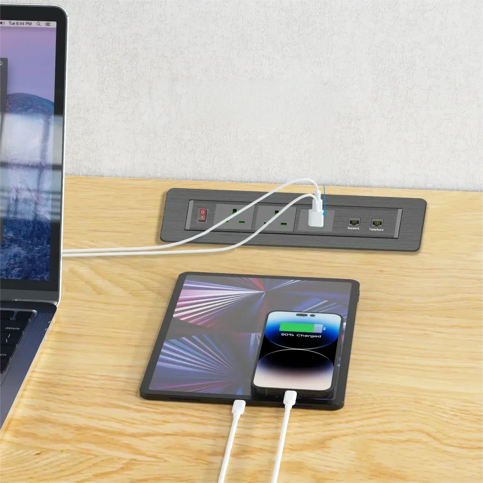 Ultralight Hidden Electric Desktop Socket | Manual Flip-Up Table Box (STS-256)