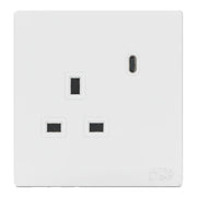 White electrical socket with USB port on a white background