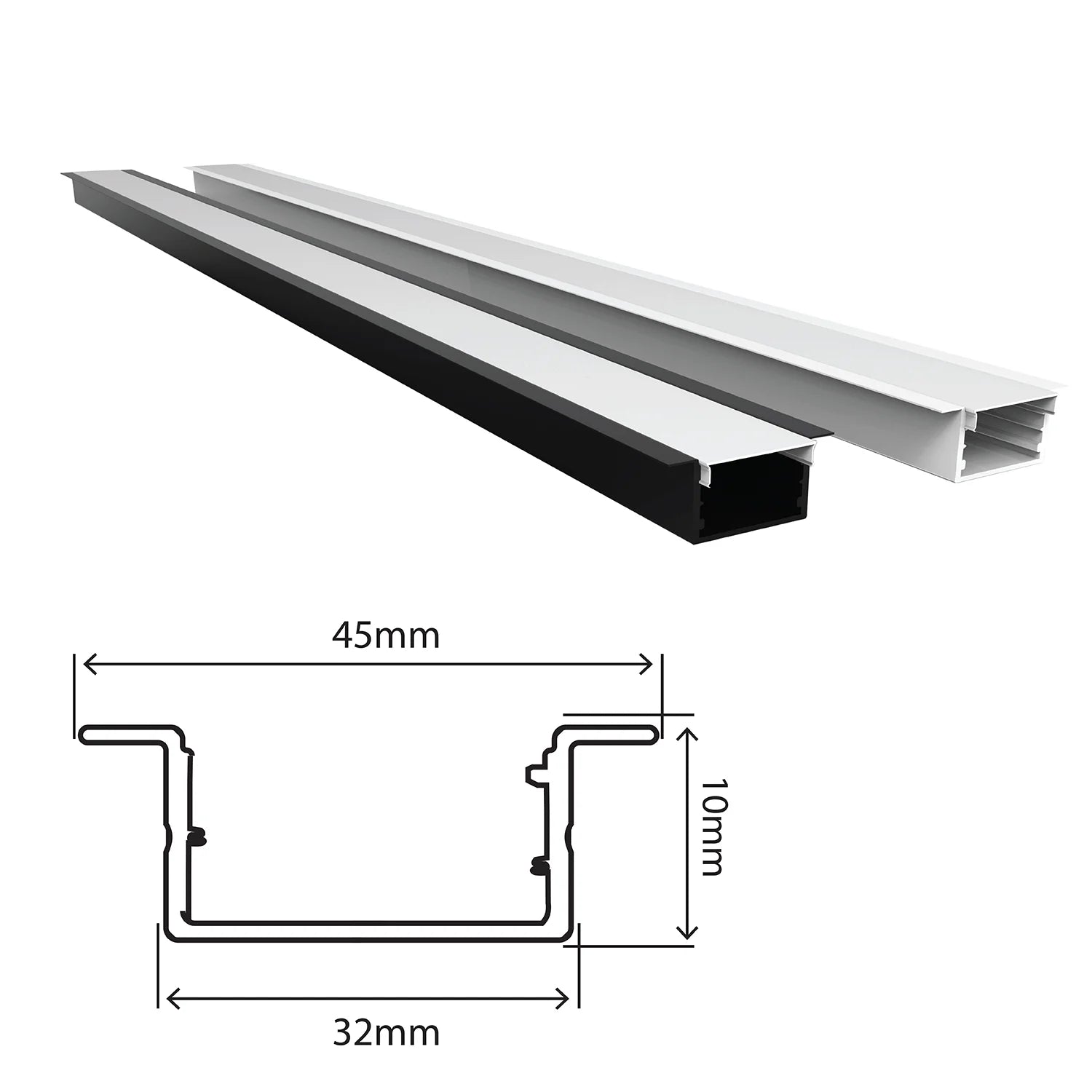 بروفايل ألومنيوم مع غطاء 45mm IP20 (XCASL-045010)