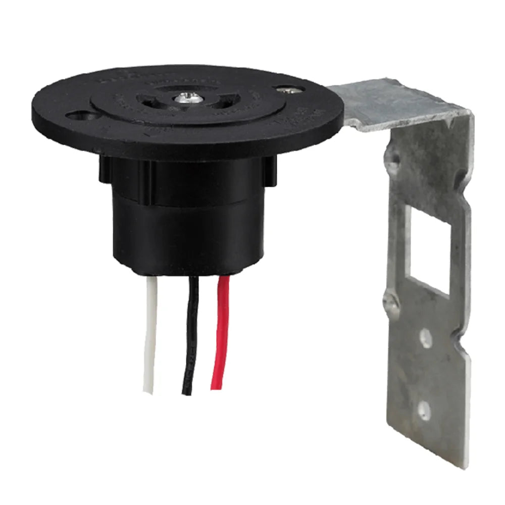 Black speaker with metal bracket and wiring on a white background