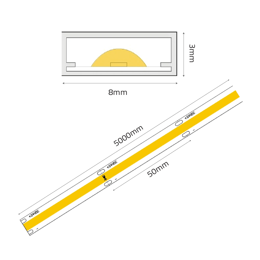 Yellow rectangular object with dimensions on a white background