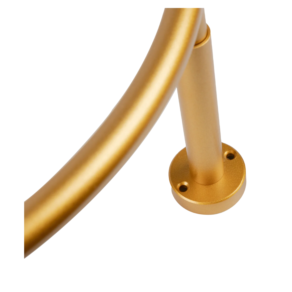 Gold metal grab bar on a white background
