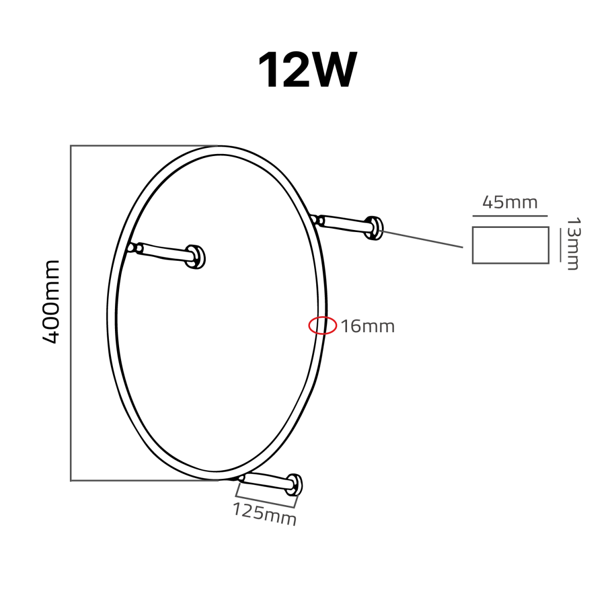 Technical drawing of a circular component with dimensions labeled
