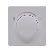 Gray wall-mounted control panel with a central dial on a white background