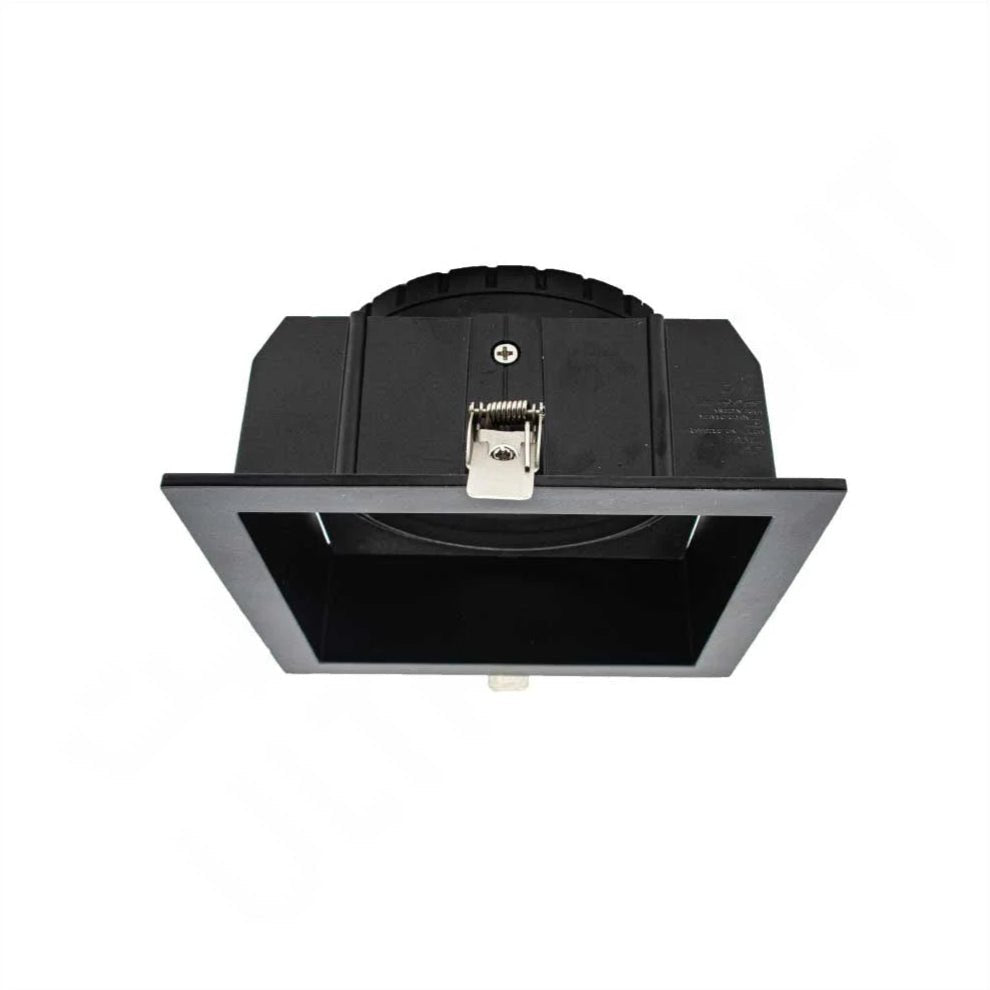 Black ceiling light fixture on a white background