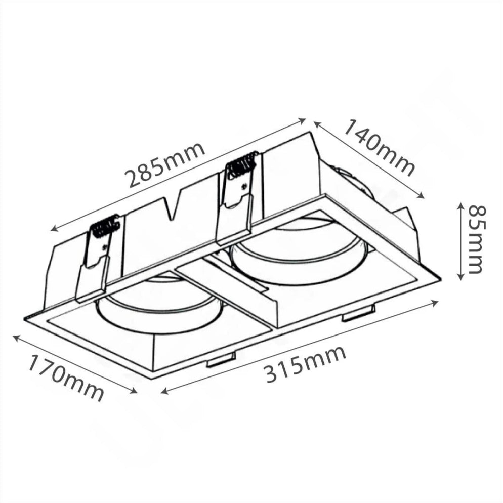 Technical drawing of a kitchen exhaust hood with dimensions labeled