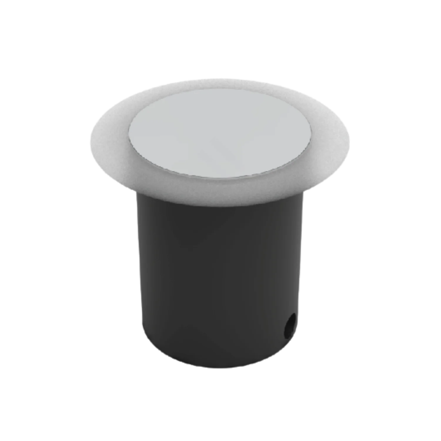 A white Ultralight LED in-ground light with a frosted glass diffuser, showing a modern, sleek design suitable for outdoor lighting.