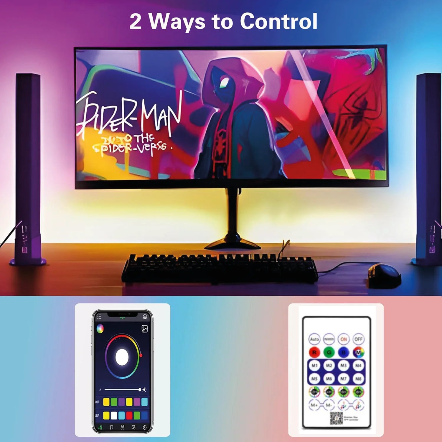 شريط إضاءة ليد مرن بتقنية USB وتزامن موسيقي - إضاءة ذكية 5 متر من الترالايت (RGB Flex Light)