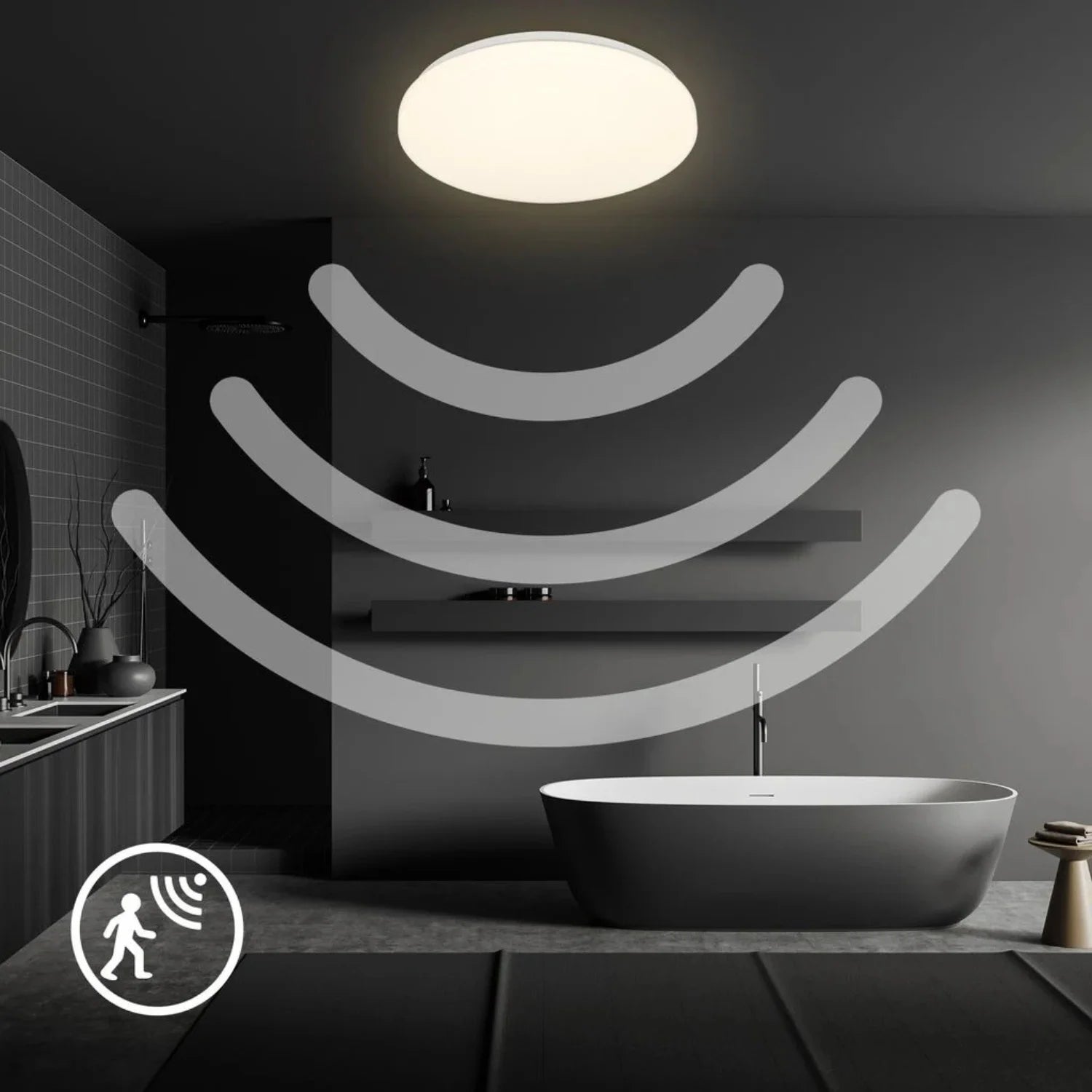 كشاف سقفي بمستشعر رادار حساس حركة 18W للداخل والخارج – مقاوم للعوامل الجوية (GD-BL6)