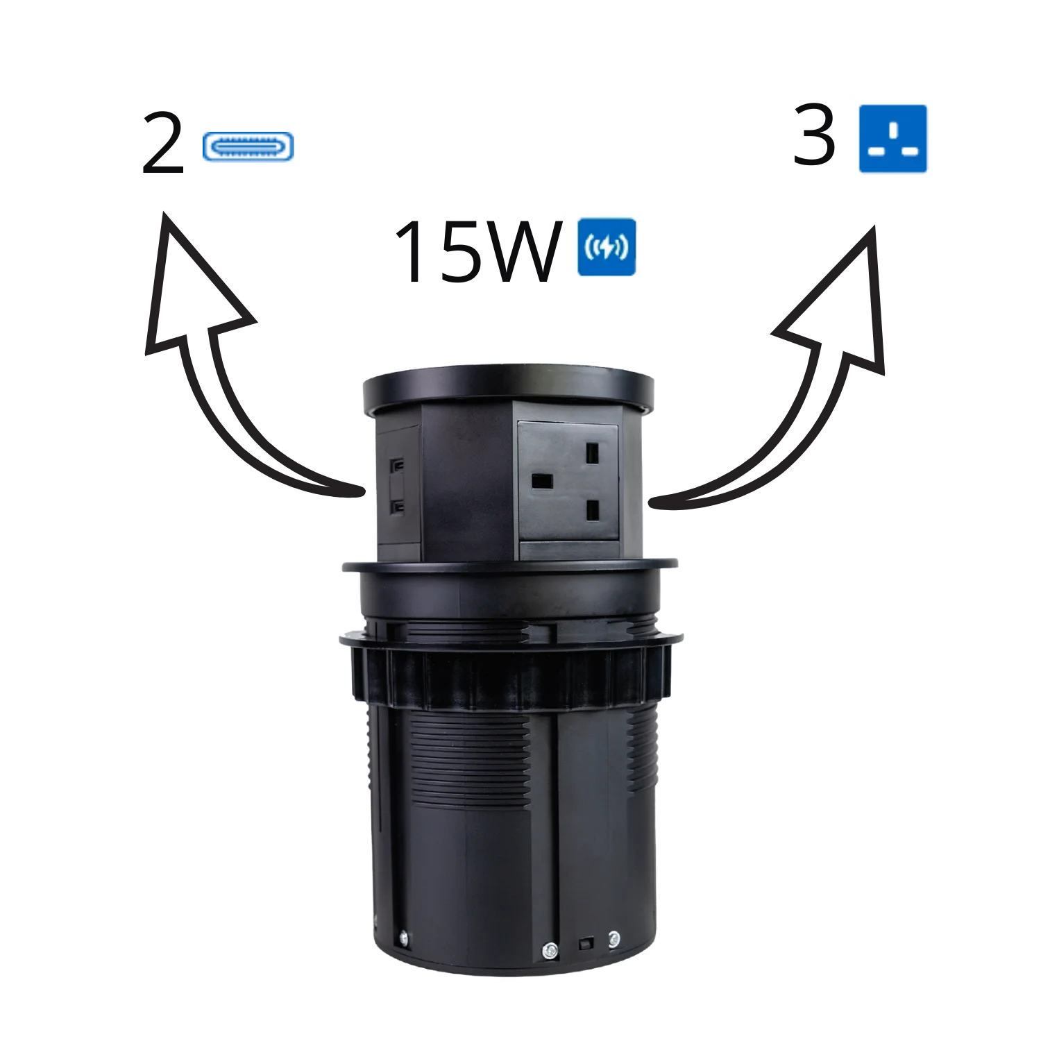 فيش طاولة كهربائي غاطس مع شحن لاسلكي وحساس لمس من الترالايت (SJ-01) 