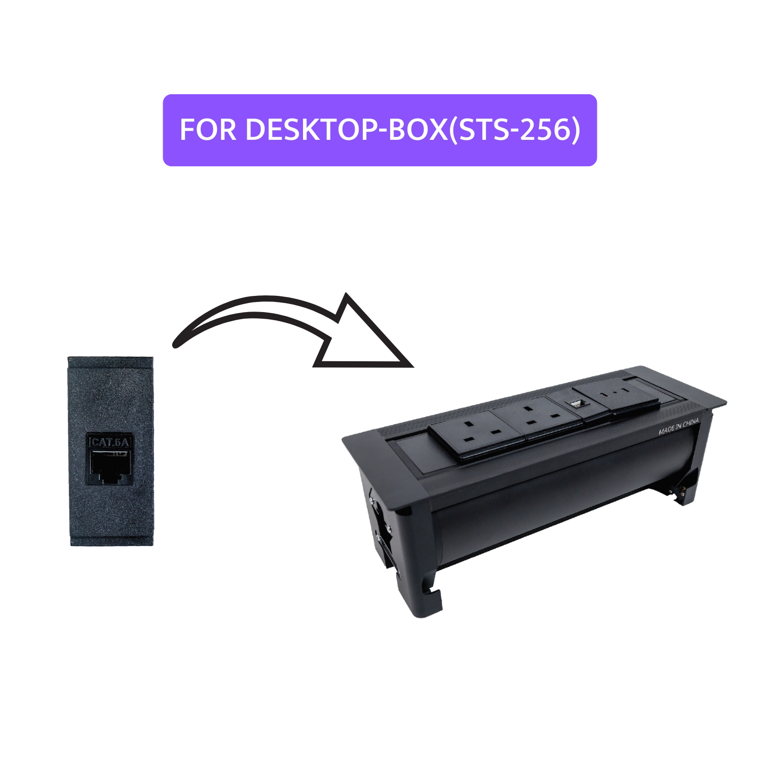 فيش CAT 6A الترالايت - مع كابل Cat6 طول 1.5 متر - لعلبة أفياش الطاولة المخفية (ZM-F12)