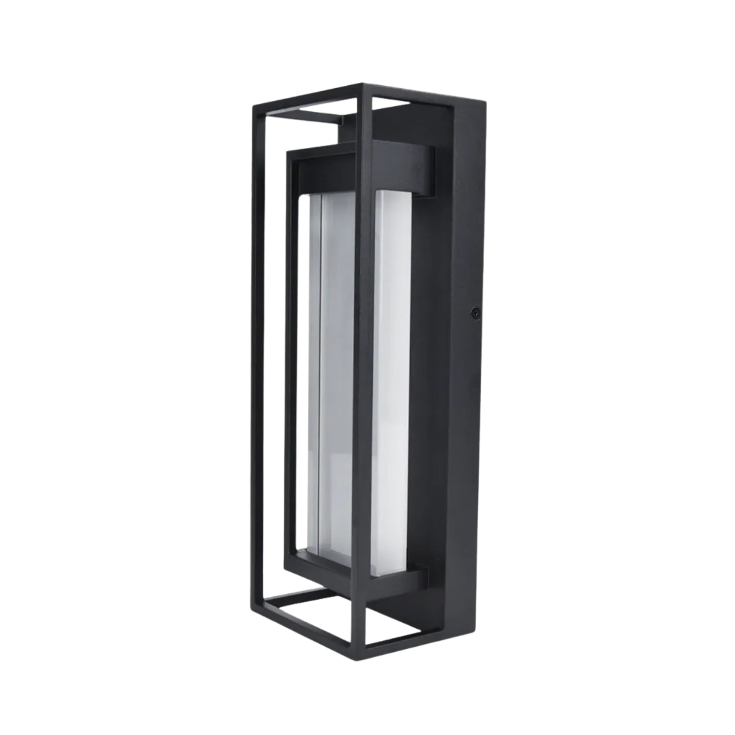 Black outdoor wall light fixture on a white background