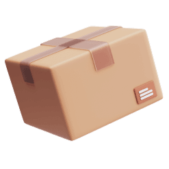 Cardboard box with handles on a transparent background