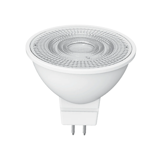 A white LED bulb with a GU5.3 base, designed for enclosed spaces.