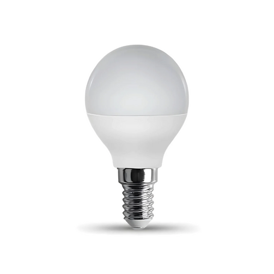 A single LED bulb with E14 base, predominantly white in color.