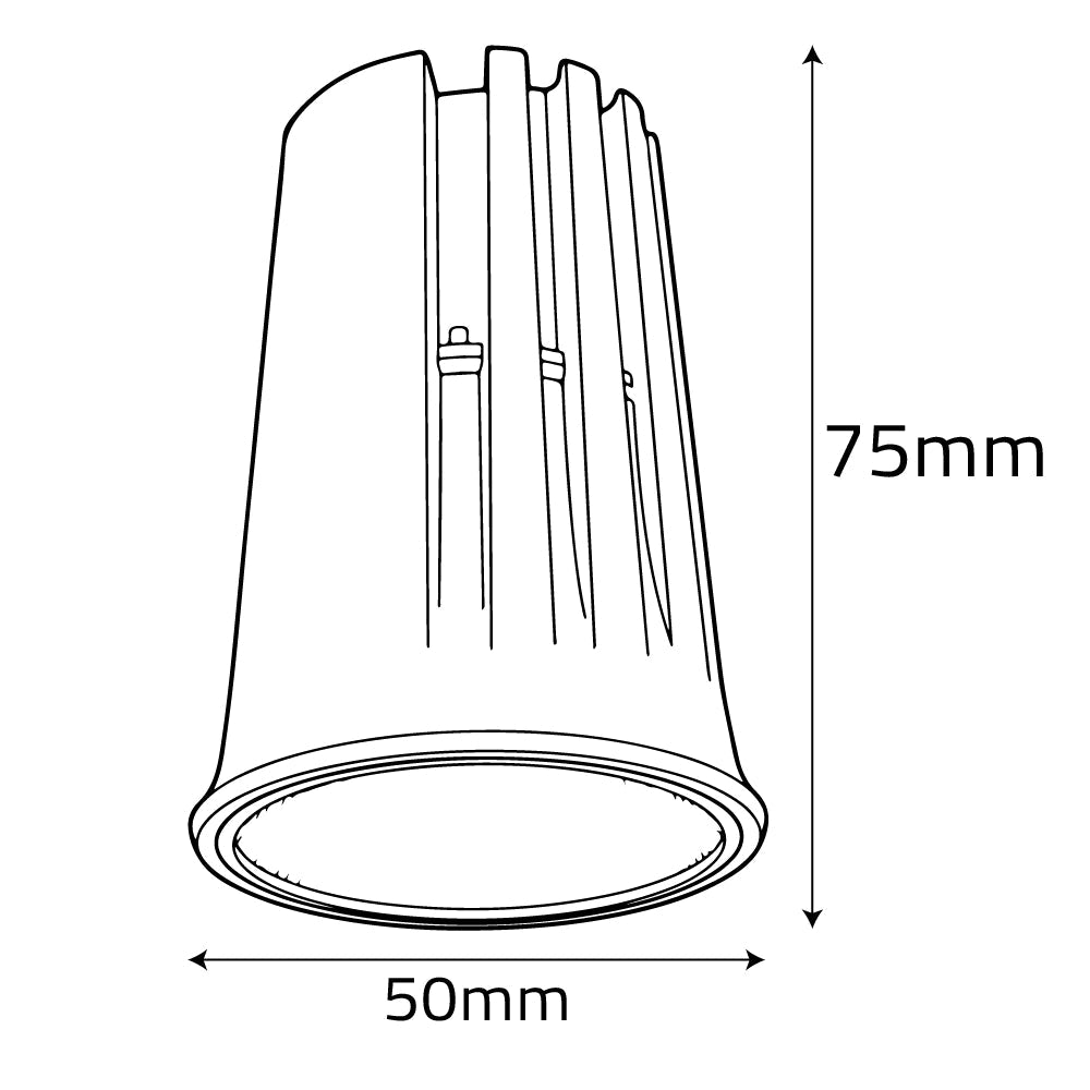 Line drawing of a cylindrical object with dimensions labeled