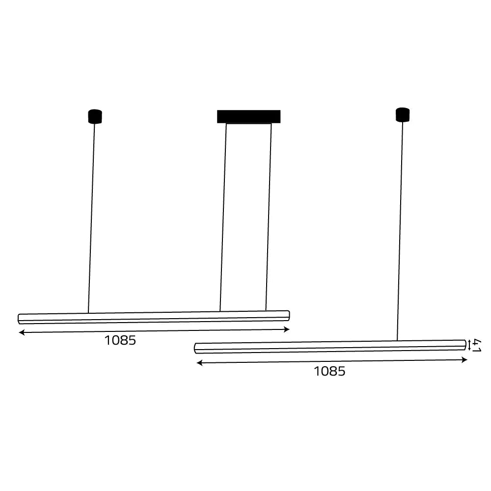 Line drawing of a rectangular light fixture with dimensions labeled.