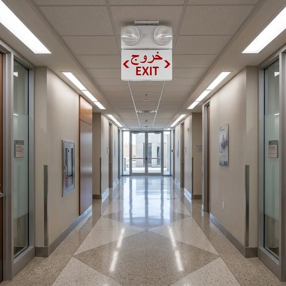 LED Exit Sign with Dual Adjustable Light Heads (CR-7011R)
