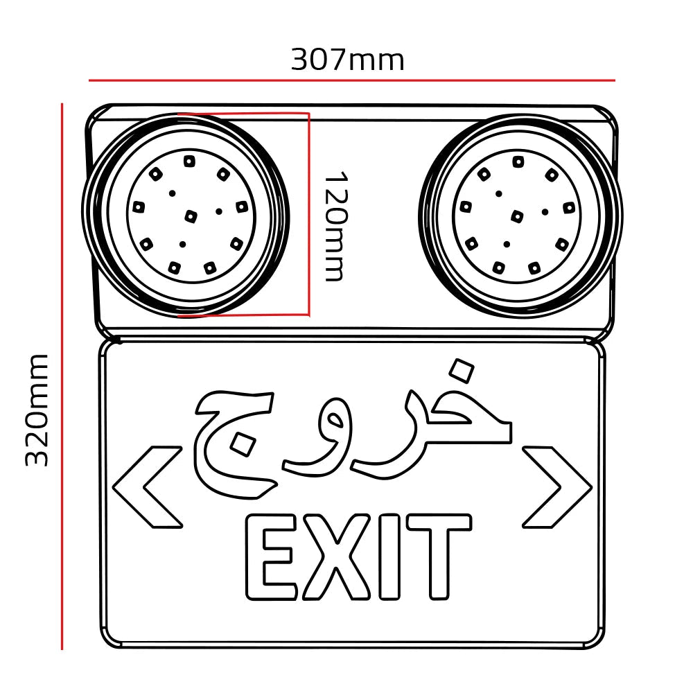 LED Exit Sign with Dual Adjustable Light Heads (CR-7011R)