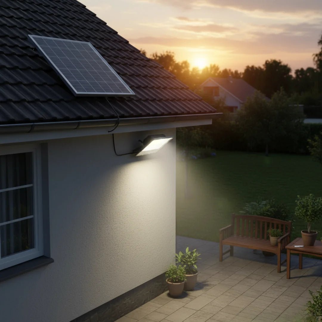 LED Flood Light with Solar (SFL-30W) - 30W Solar-Powered Floodlight with 60000mAh Battery - IP65 Waterproof - Ultralight