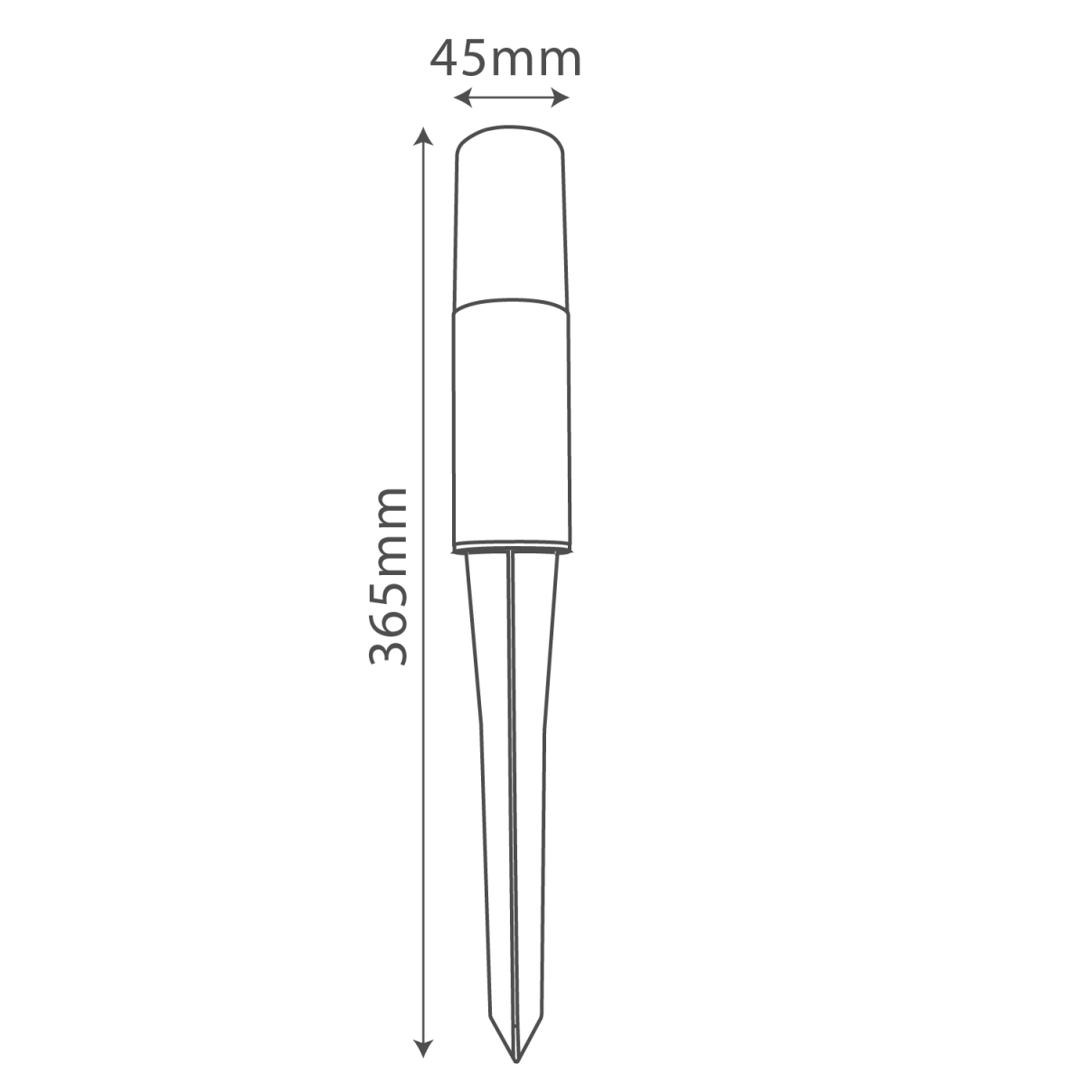 Measurement diagram of a cylindrical object with dimensions labeled.