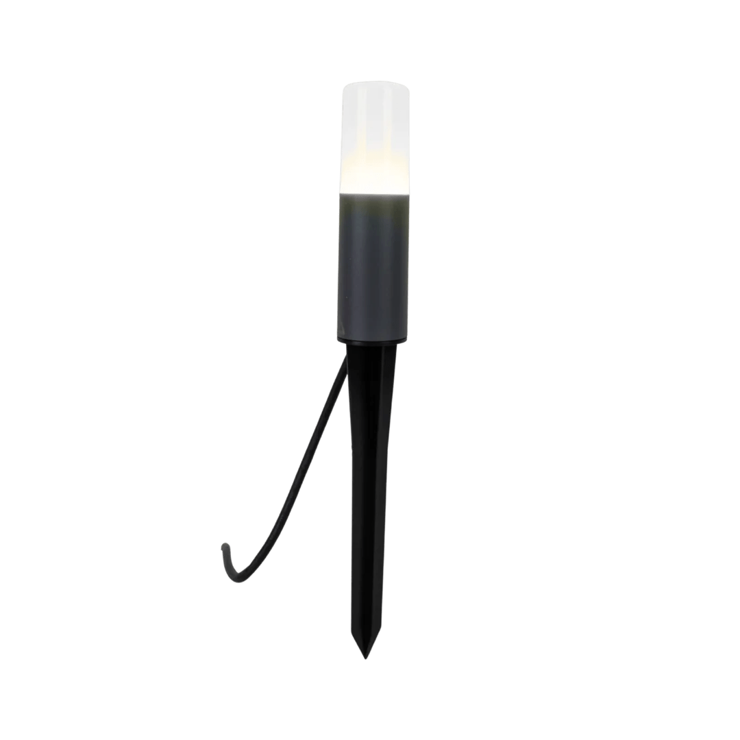 Black garden light with clear cover on a white background