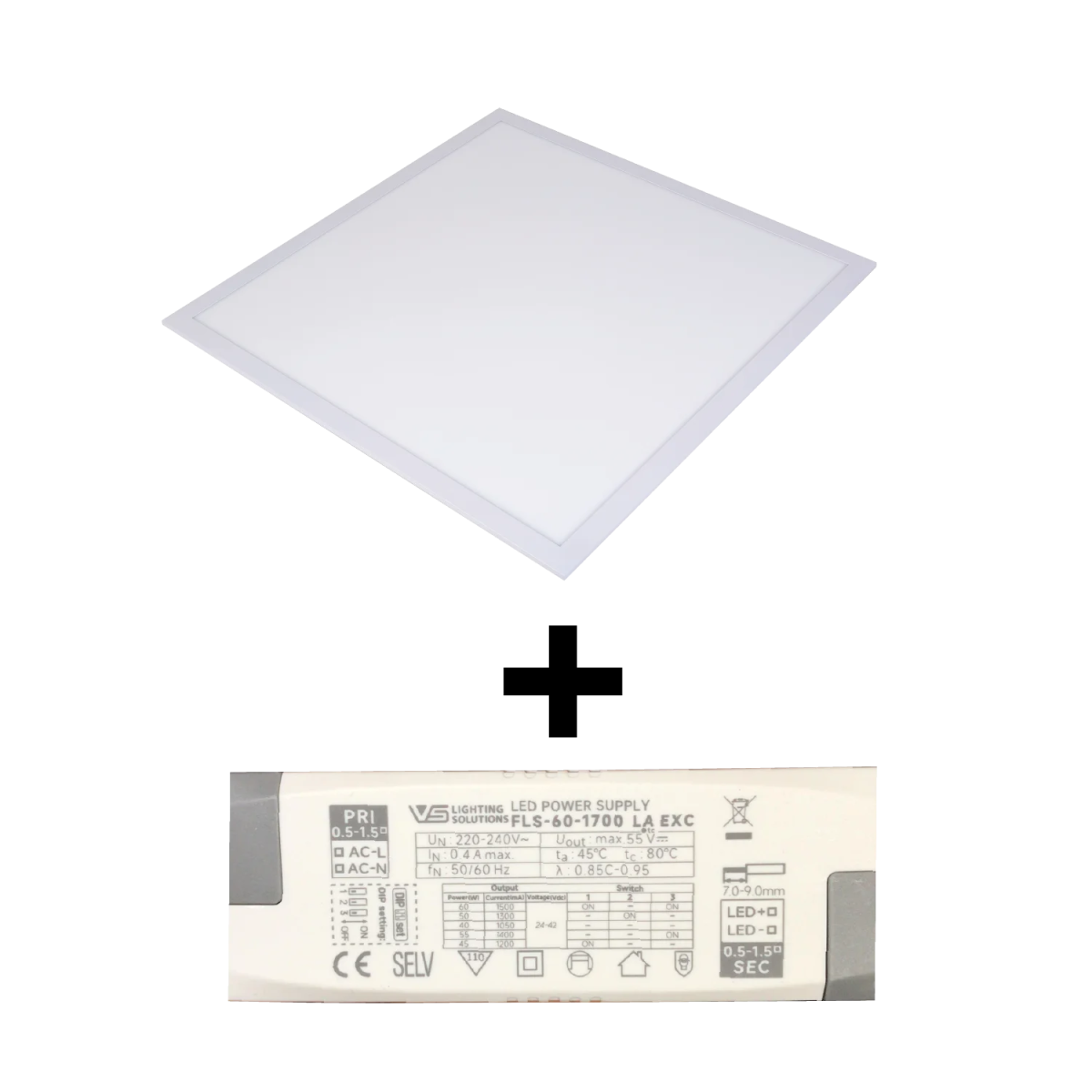 لوحة إنارة بانل ليد (SD600 (VS)) – بقدرة قابلة للتغيير 40W/50W/60W، بوضوح ألوان مرتفع CRI>95 - هيكل ألمنيوم مع ناشر ضوء أوبال - وضمان 3 سنوات