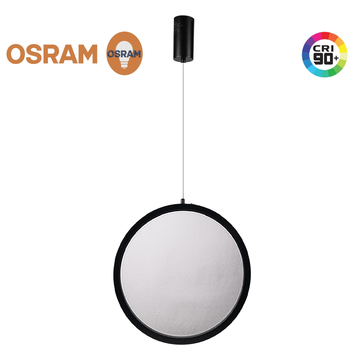 Round light fixture with Osram branding on a white background